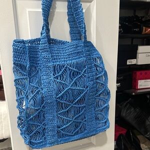 Zara Blue Crochet Tote Bag